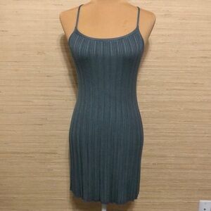 A&F Teal Blue Green Ribbed Crossback Elevated Knit Mini Dress size Small